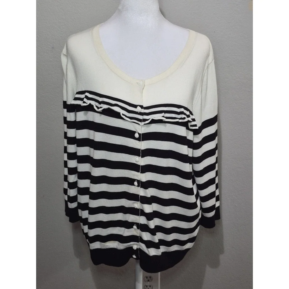 Talbots Stripped Cardigan Women's Sz 2Xp Classic Office Wear Capsule Wardrobe‎